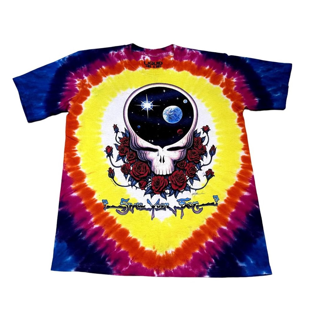 GRATEFUL DEAD x LIQUID BLUE Tie Dye T Shirt SPACE YOUR FACE Size SMALL
